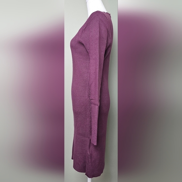 Abercrombie & Fitch Long-Sleeve Slash Mini Sweater Dress XL BURGUNDY PURPLE - Picture 5 of 10